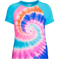 Girls 8-16 Lands' End Short Sleeve Crewneck Rash Guard in Plus Size -Sleep On It Sales Shop 4961790 Blue Multi Tie Dye