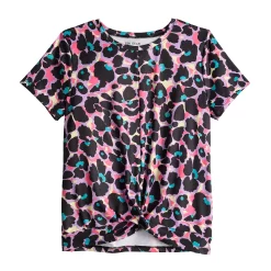 Girls 7-16 Tek Gear® Soft Tek Twist Hem Tee in Regular & Plus -Sleep On It Sales Shop 5005956 Black Flowers
