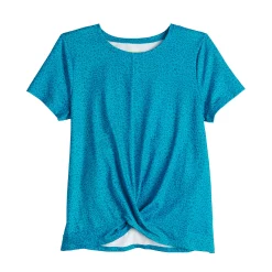 Girls 7-16 Tek Gear® Soft Tek Twist Hem Tee in Regular & Plus -Sleep On It Sales Shop 5005956 Teal Cheetah