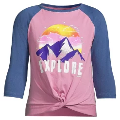 Plus Size Girls 10-16 Lands' End 3/4 Length Raglan Graphic Tee