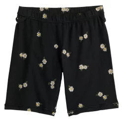 Girls 6-20 SO® Adaptive Sensory Bike Shorts in Regular & Plus -Sleep On It Sales Shop 5242660 Black Daisy