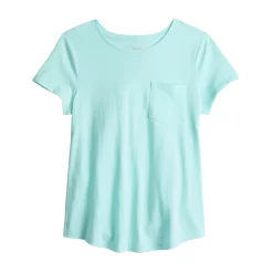 Girls 6-20 SO® Favorite Pocket Tee in Regular & Plus -Sleep On It Sales Shop 5273419 Aqua