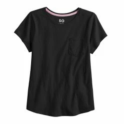Girls 6-20 SO® Favorite Pocket Tee in Regular & Plus -Sleep On It Sales Shop 5273419 Black