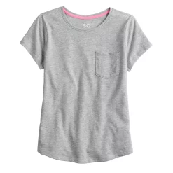 Girls 6-20 SO® Favorite Pocket Tee in Regular & Plus -Sleep On It Sales Shop 5273419 Gray Heather