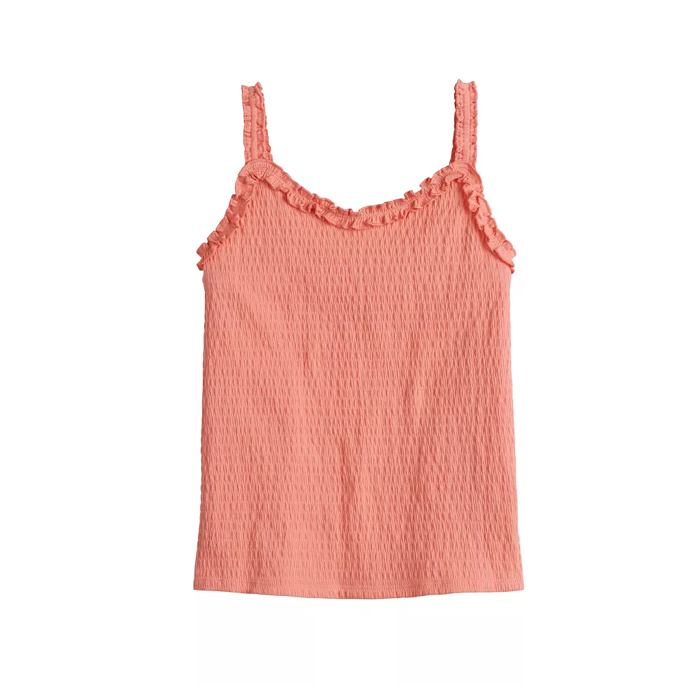 Girls 6-20 SO® Ruffle Strap Textured Tank Top in Regular & Plus 1 Girls 6-20 SO® Ruffle Strap Textured Tank Top in Regular & Plus