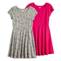 Girls 6-20 SO® 2-Pack Skater Dresses in Regular & Plus -Sleep On It Sales Shop 5316505 Doodle Pack