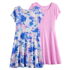Girls 6-20 SO® 2-Pack Skater Dresses in Regular & Plus -Sleep On It Sales Shop 5316505 Purple Tie Dye