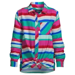 Girls 2-16 Lands' End Tie Front Flannel Shirt in Regular & Plus Size
