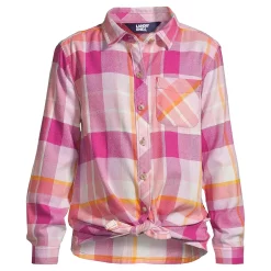 Girls 2-16 Lands' End Tie Front Flannel Shirt in Regular & Plus Size -Sleep On It Sales Shop 5497207 Verbena Plaid