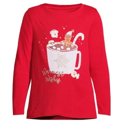 Girls 2-16 Lands' End Long Sleeve Curved Hem Graphic Tee in Regular & Plus -Sleep On It Sales Shop 5497210 Cookie Friends