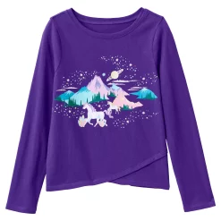 Girls 2-16 Lands' End Long Sleeve Curved Hem Graphic Tee in Regular & Plus