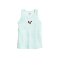 Girls 6-20 SO® High Neck Tank Top in Regular & Plus -Sleep On It Sales Shop 5497213 Aqua Butterfly