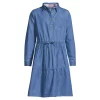 Girls 4-18 Lands' End Long Sleeve Chambray Dress in Regular & Plus