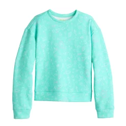 Girls 7-16 Tek Gear® Ultrasoft Fleece Printed Crew Sweatshirt in Regular & Plus -Sleep On It Sales Shop 5534956 Aqua Doodles