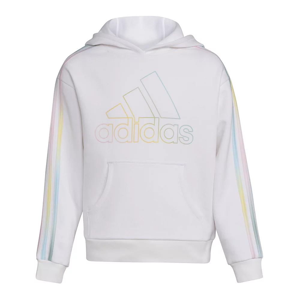 Girls 7-16 adidas Multi 3-Stripes Fleece Hoodie 4 Girls 7-16 adidas Multi 3-Stripes Fleece Hoodie - Image 4