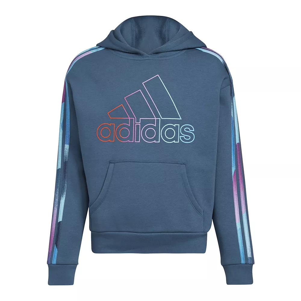 Girls 7-16 adidas Multi 3-Stripes Fleece Hoodie 3 Girls 7-16 adidas Multi 3-Stripes Fleece Hoodie - Image 3