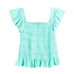 Girls 6-20 SO® Crinkle Gauze Smocked Tank Top in Regular & Plus Size -Sleep On It Sales Shop 5569981 Teal Sky