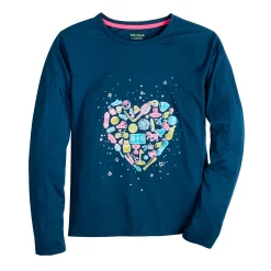 Girls 7-16 Tek Gear® Long Sleeve Graphic Tee in Regular & Plus -Sleep On It Sales Shop 5574651 Navy Heart