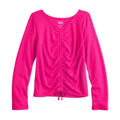 Girls 6-20 SO® Long Sleeve Cinch Front Tee in Regular & Plus -Sleep On It Sales Shop 5574801 Razzle Dazzle