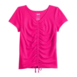 Girls 6-20 SO® Short Sleeve Cinch Front Tee in Regular & Plus -Sleep On It Sales Shop 5574804 Razzle Dazzle