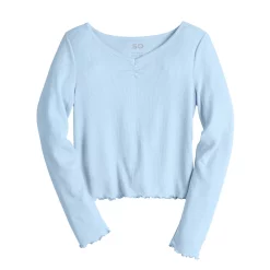 Girls 6-20 SO® Cinch Front Lettuce Hem Tee -Sleep On It Sales Shop 5578128 Baron River