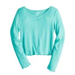 Girls 6-20 SO® Cinch Front Lettuce Hem Tee -Sleep On It Sales Shop 5578128 Island Shores