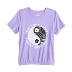 Girls 6-20 SO® Elastic Hem Graphic Tee in Regular & Plus Size