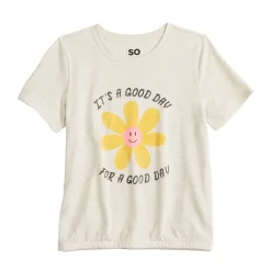 Girls 6-20 SO® Elastic Hem Graphic Tee in Regular & Plus Size -Sleep On It Sales Shop 5580056 Gray Good Day