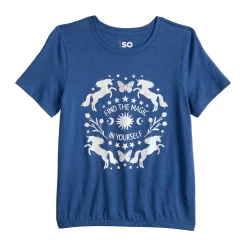 Girls 6-20 SO® Elastic Hem Graphic Tee in Regular & Plus Size -Sleep On It Sales Shop 5580056 Navy Magic