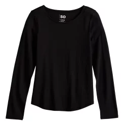 Girls 6-20 SO® Adaptive Sensory Solid Core Tee in Regular & Plus Size -Sleep On It Sales Shop 5584388 Black