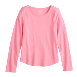 Girls 6-20 SO® Adaptive Sensory Solid Core Tee in Regular & Plus Size -Sleep On It Sales Shop 5584388 Pink