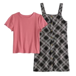 Girls 6-20 SO® Baby Tee & Button-Front Jumper Set in Regular & Plus Size 6 Girls 6-20 SO® Baby Tee & Button-Front Jumper Set in Regular & Plus Size -Sleep On It Sales Shop 5586349 ALT