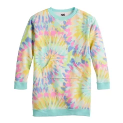 Girls 6-20 SO® Adaptive Easy Dressing, Sensory Friendly, & Abdominal Access Tie Dye Fleece Dress in Regular & Plus