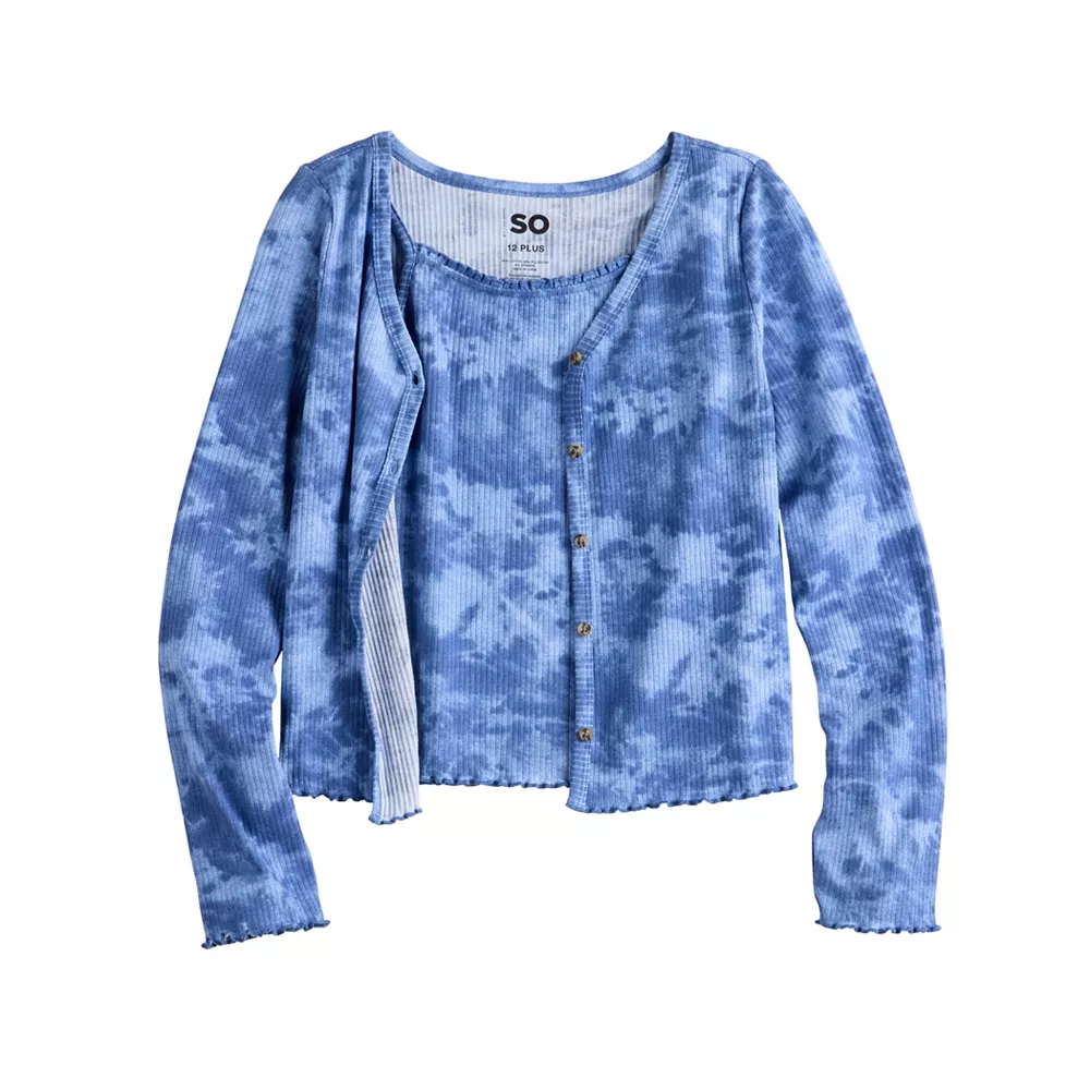 Girls 6-20 SO® Tank Top & Cardigan Set in Regular & Plus 2 Girls 6-20 SO® Tank Top & Cardigan Set in Regular & Plus - Image 2