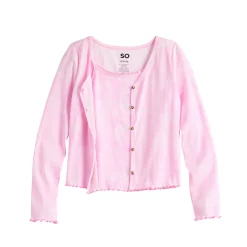 Girls 6-20 SO® Tank Top & Cardigan Set in Regular & Plus 5 Girls 6-20 SO® Tank Top & Cardigan Set in Regular & Plus -Sleep On It Sales Shop 5621679 Pink Dye