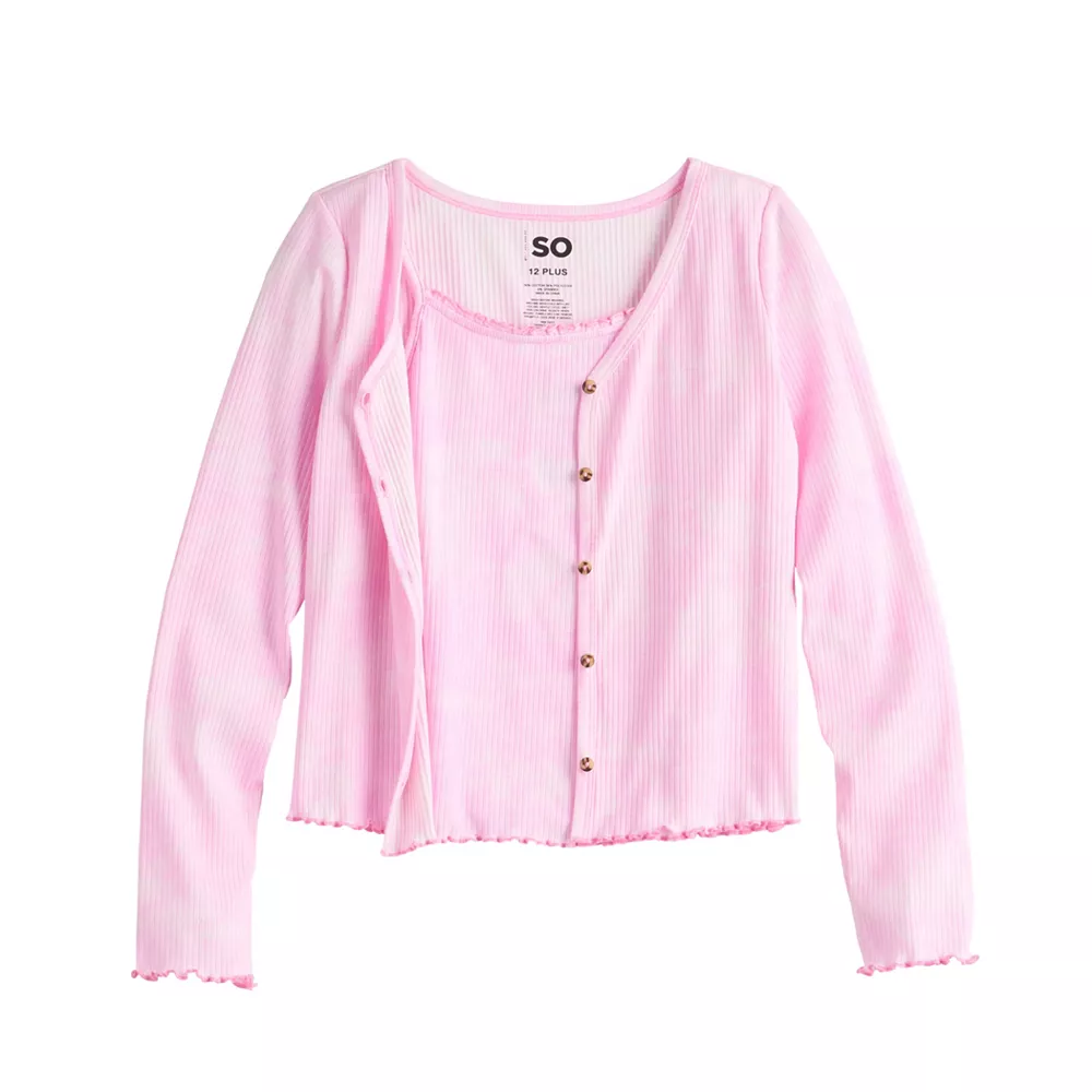 Girls 6-20 SO® Tank Top & Cardigan Set in Regular & Plus 3 Girls 6-20 SO® Tank Top & Cardigan Set in Regular & Plus - Image 3