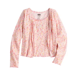 Girls 6-20 SO® Tank Top & Cardigan Set in Regular & Plus