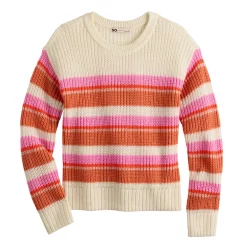Girls 6-20 SO® Knit Crewneck Sweater in Regular & Plus Size -Sleep On It Sales Shop 5653221 Cream Stripe