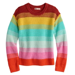 Girls 6-20 SO® Knit Crewneck Sweater in Regular & Plus Size -Sleep On It Sales Shop 5653221 Multi Stripe