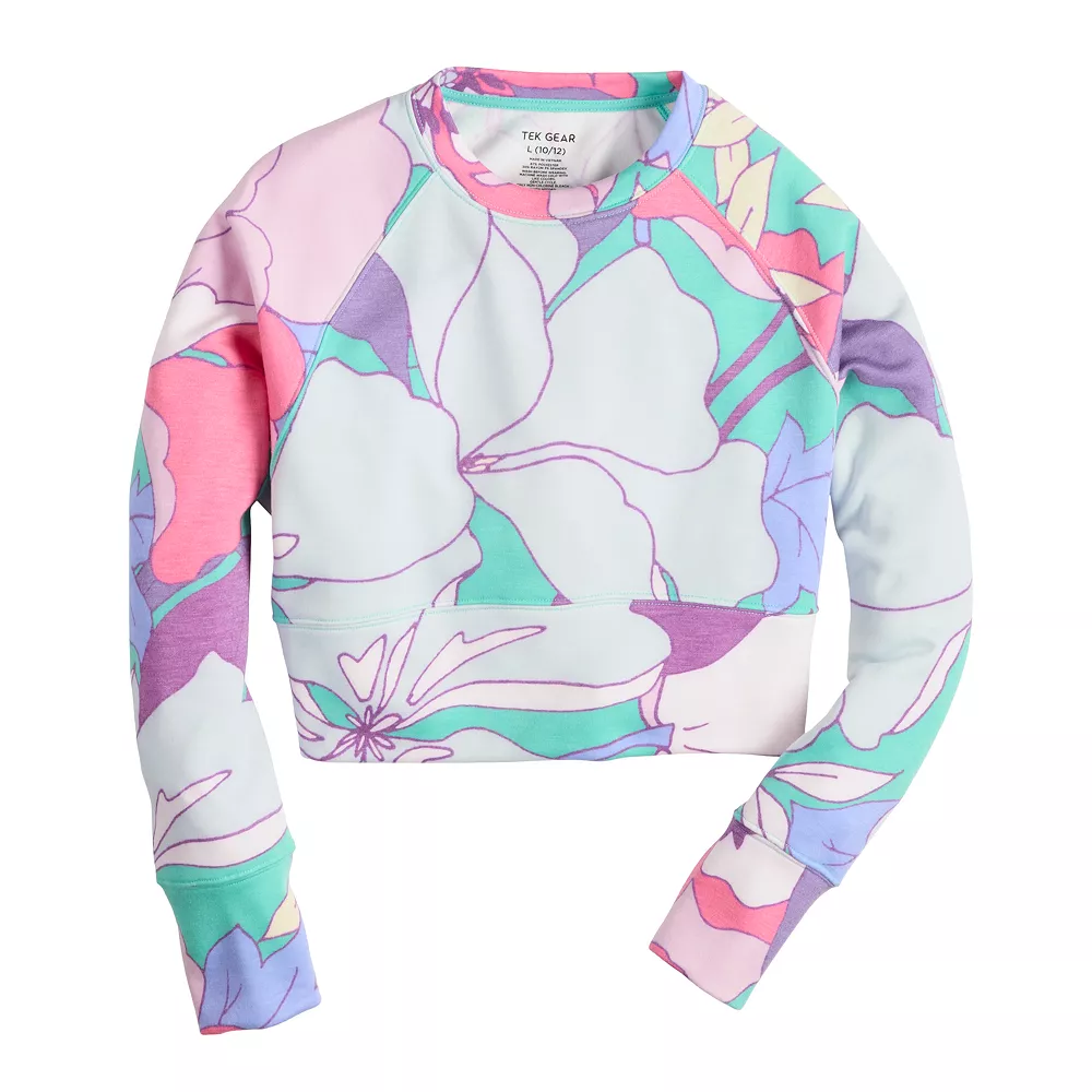 Girls 7-16 Tek Gear Stretch Fleece Cropped Crew Sweatshirt in Regular & Plus 4 Girls 7-16 Tek Gear Stretch Fleece Cropped Crew Sweatshirt in Regular & Plus - Image 4