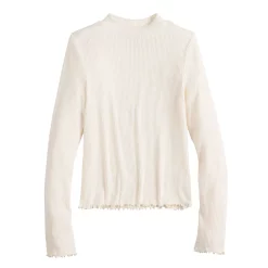 Girls 6-20 SO® Cozy Mockneck Lettuce Edge Tee in Regular & Plus Size