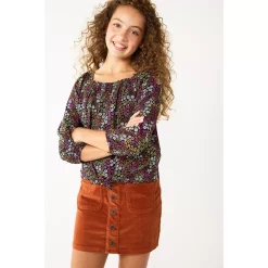 Girls 4-16 SO® 3/4-Sleeve Tie Front Woven Top in Regular & Plus Size -Sleep On It Sales Shop 5737542 ALT9