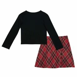 Girls 7-16 Knit Works Button Top and Plaid Scooter Skirt Set -Sleep On It Sales Shop 5739703 ALT2