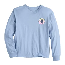 Girls 6-20 SO® Oversized Long-Sleeve Tee in Regular & Plus -Sleep On It Sales Shop 5818191 Blue Daisy