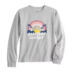 Girls 6-20 SO® Print Oversized Tee in Regular & Plus -Sleep On It Sales Shop 5818193 Gray Sunset