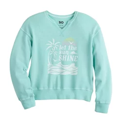 Girls 6-20 SO® Notch Neck Pullover Sweatshirt in Regular & Plus Size -Sleep On It Sales Shop 5819023 Sunshine