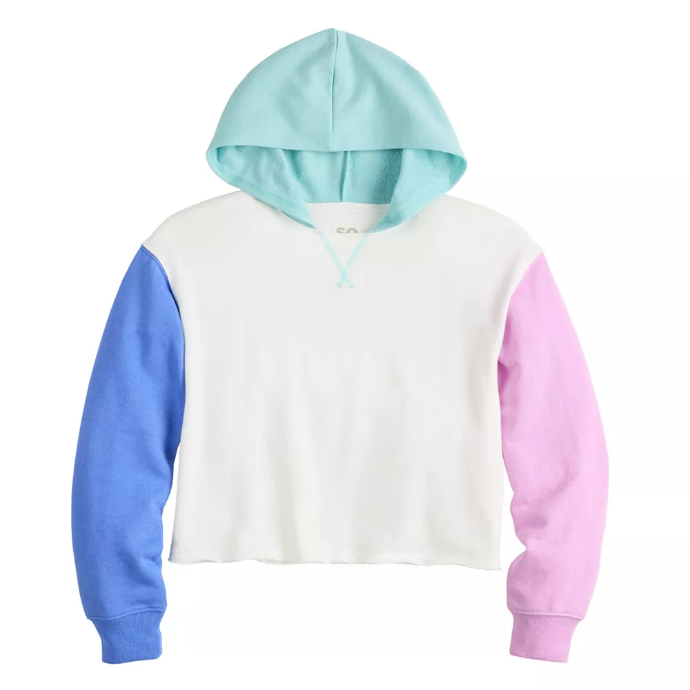 Girls 6-20 SO® Drop Shoulder Colorblock Hoodie in Regular & Plus 2 Girls 6-20 SO® Drop Shoulder Colorblock Hoodie in Regular & Plus - Image 2