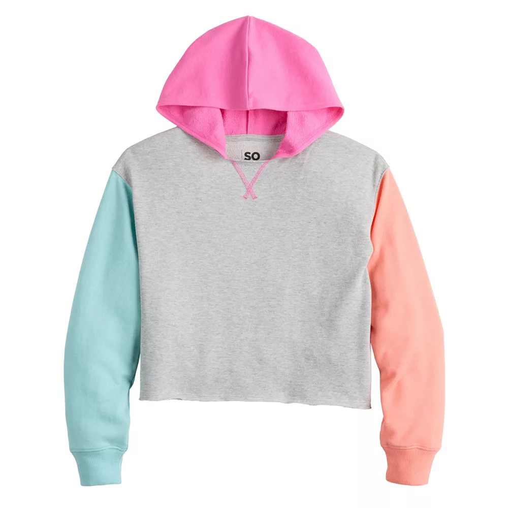 Girls 6-20 SO® Drop Shoulder Colorblock Hoodie in Regular & Plus 1 Girls 6-20 SO® Drop Shoulder Colorblock Hoodie in Regular & Plus