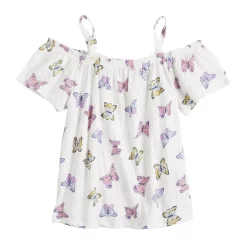 Girls 6-20 SO® Off-The-Shoulder Swing Top in Regular & Plus Size -Sleep On It Sales Shop 5819506 Butterfly