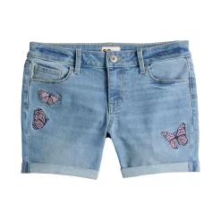 Girls 6-20 SO® Denim Midi Shorts in Regular & Plus Size -Sleep On It Sales Shop 5842142 Light Wash Butterfly